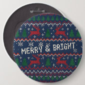 Badge Rond 15,2 Cm Merry & Bright Ugly Christmas Sweater (Devant & derrière)