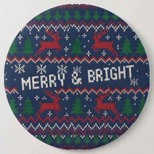 Badge Rond 15,2 Cm Merry & Bright Ugly Christmas Sweater (Devant)