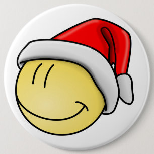 BADGE ROND 15,2 CM MERRY CHRISTMAS FACE PÈRE NOËL