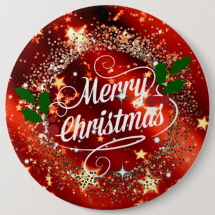 Badge Rond 15,2 Cm Merry Christmas sparkle and glitter