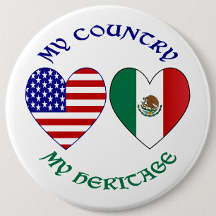 Badge Rond 15,2 Cm Mexique Drapeau USA Drapeau Mon pays Mon patrimoin