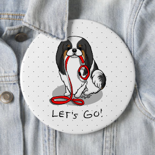 Badge Rond 15,2 Cm Mignon Allons-y ! Chien Japonais (tri-couleur 1)