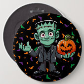 Badge Rond 15,2 Cm Mignon, le bouton monstre du dessin animé Frankens (Devant & derrière)