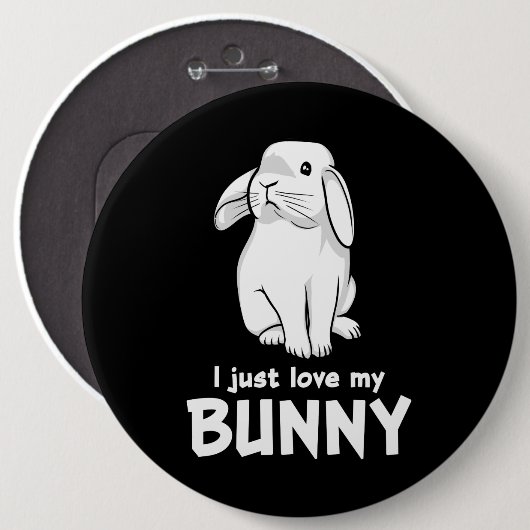 Badge Rond 15,2 Cm Mignons Lapins J'Aime Mon Lapin (Devant & derrière)
