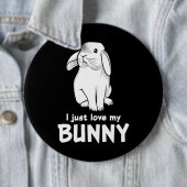 Badge Rond 15,2 Cm Mignons Lapins J'Aime Mon Lapin (En situation)