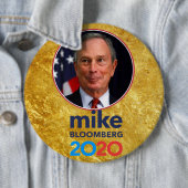 Badge Rond 15,2 Cm mike BLOOMBERG 2020 (En situation)