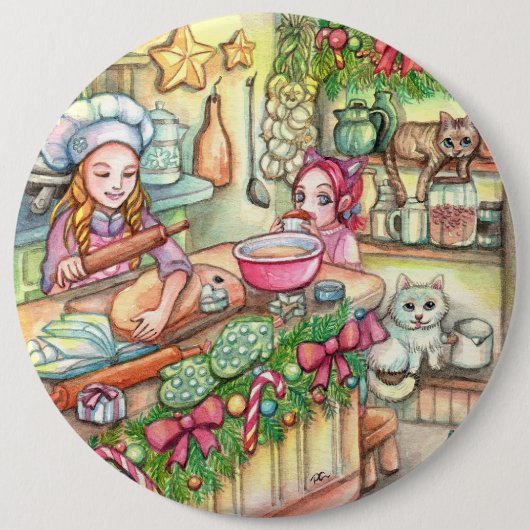 Badge Rond 15,2 Cm Mini chef en cuisine (Devant)