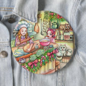 Badge Rond 15,2 Cm Mini chef en cuisine (En situation)