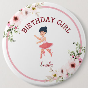 Badge Rond 15,2 Cm Minuscule danseur Rose Floral Ballet Anniversair