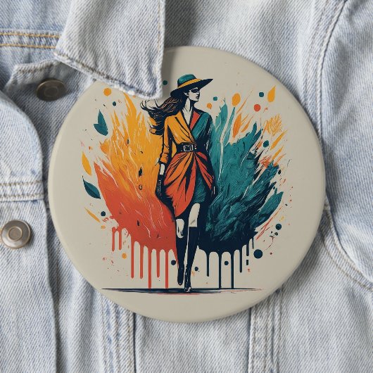 Badge Rond 15,2 Cm Mode Design Round (En situation)