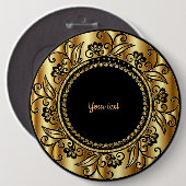 Badge Rond 15,2 Cm Modèle d'élégance noir et or (Devant & derrière)
