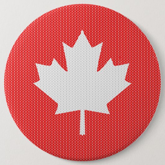 Badge Rond 15,2 Cm Modèle Knit Maple Leaf Tricot Motif (Devant)