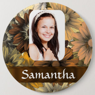 Badge Rond 15,2 Cm modèle photo Brown floral personnalisé