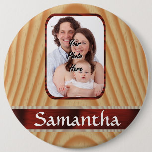 Badge Rond 15,2 Cm Modèle photo de bois Faux