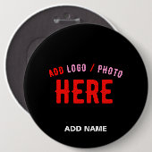 BADGE ROND 15,2 CM MODERNE ET MODERNE PERSONNALISABLE NOIR VÉRIFIÉ (Devant & derrière)