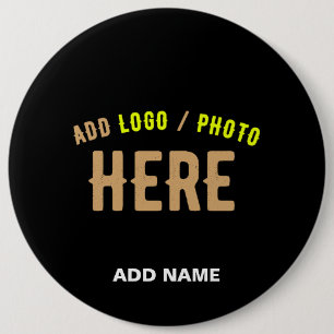 BADGE ROND 15,2 CM MODERNE ET MODERNE PERSONNALISABLE NOIR VÉRIFIÉ