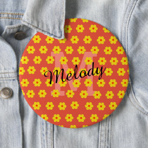 Badge Rond 15,2 Cm moderne milieu de siècle mignon rétro floral initi