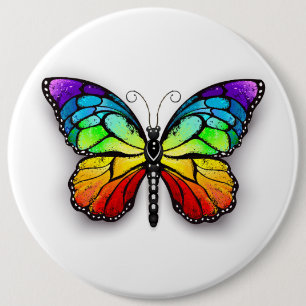 Badge Rond 15,2 Cm Monarque papillon arc-en-ciel
