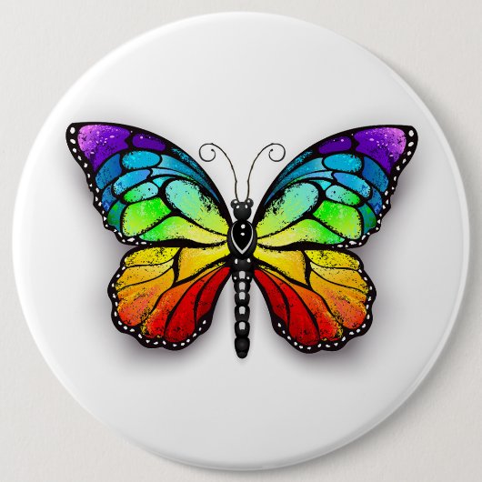 Badge Rond 15,2 Cm Monarque papillon arc-en-ciel (Devant)