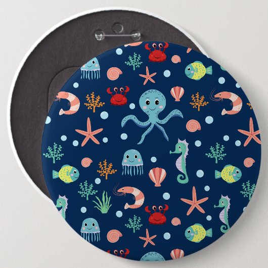 Badge Rond 15,2 Cm Monde marin (Devant & derrière)