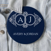Badge Rond 15,2 Cm Monogram initials wedding  frame minimal design  (En situation)