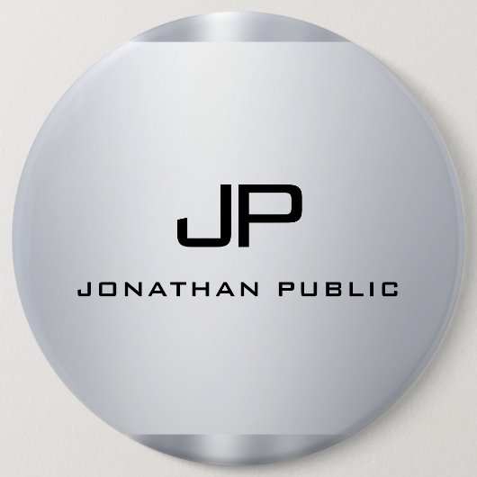 Badge Rond 15,2 Cm Monogramme Faux Argent Metallic Modèle (Devant)