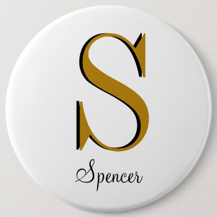 Badge Rond 15,2 Cm Monogramme or Nom personnalisé initial