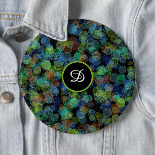 Badge Rond 15,2 Cm monogramme pois rétro tendance