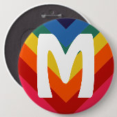 Badge Rond 15,2 Cm Monogramme Retro Rainbow Chevron (Devant & derrière)