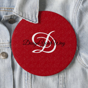 Badge Rond 15,2 Cm monogramme vintage rouge et blanc rétro