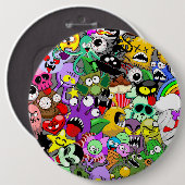 Badge Rond 15,2 Cm Monstres caractères mignons Motif d'Halloween (Devant & derrière)