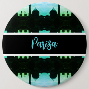 Badge Rond 15,2 Cm Mosquée de Fatima de Qom en Iran vintage
