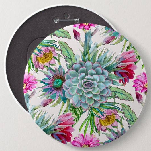 Badge Rond 15,2 Cm Motif cactus (Devant & derrière)