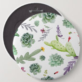 Badge Rond 15,2 Cm Motif Cactus (Devant & derrière)