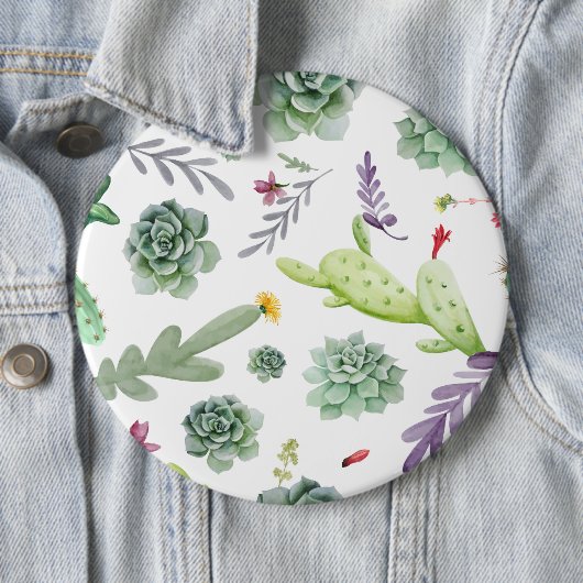 Badge Rond 15,2 Cm Motif Cactus (En situation)