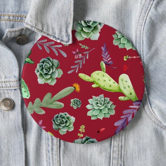 Badge Rond 15,2 Cm Motif Cactus 4 (En situation)