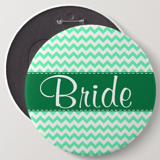 Badge Rond 15,2 Cm Motif Chevron; Mint Green (Devant & derrière)