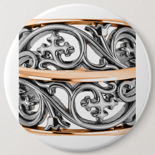 Badge Rond 15,2 Cm Motif croisé Silver et Gold Filigree