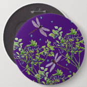 Badge Rond 15,2 Cm Motif de bleuets avec libellules (Devant & derrière)