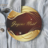 Badge Rond 15,2 Cm Motif de Noël doré avec arrière - plan rouge... (En situation)