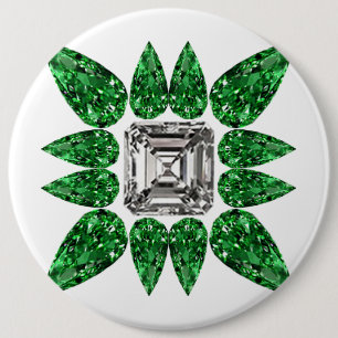 Badge Rond 15,2 Cm Motif diamant en forme de poire verte