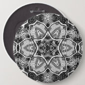 Badge Rond 15,2 Cm Motif géométrique noir blanc (Devant & derrière)