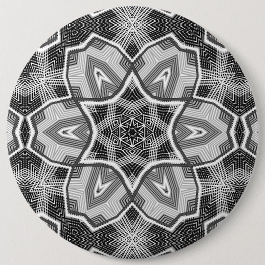 Badge Rond 15,2 Cm Motif géométrique noir blanc (Devant)