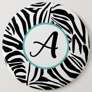 Badge Rond 15,2 Cm Motif Imprimé Zèbre Noir et Blanc Audacieux