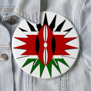 Badge Rond 15,2 Cm Motif vibrant du drapeau kenyan : une œuvre d'art 