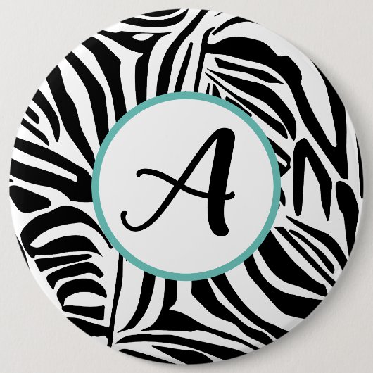 Badge Rond 15,2 Cm Motif Zèbre (Devant)