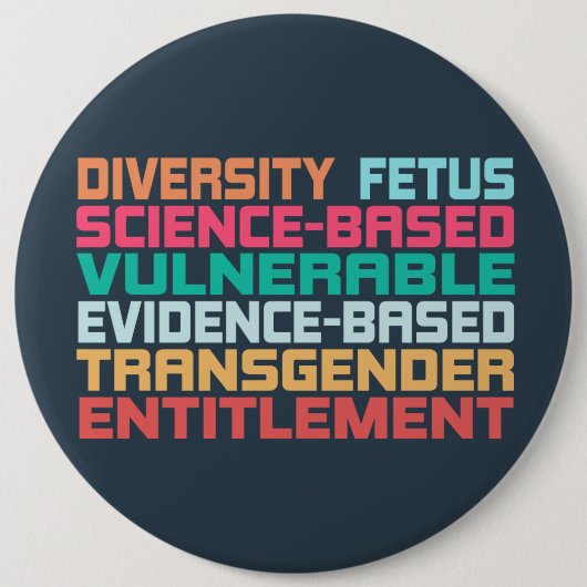 Badge Rond 15,2 Cm Mots interdits (Devant)