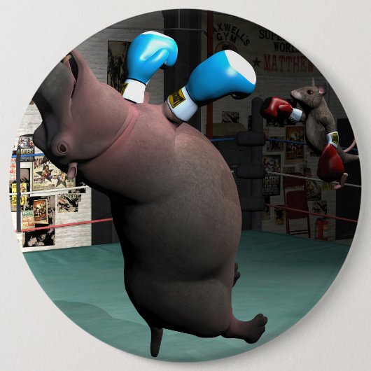 Badge Rond 15,2 Cm Mouse Beats Hippo KO (Devant)