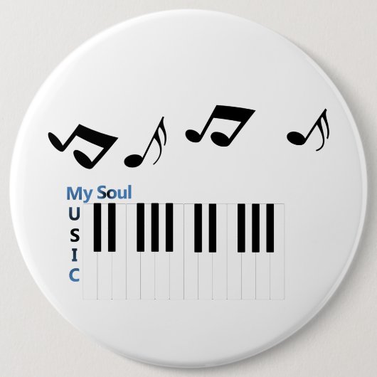 Badge Rond 15,2 Cm Musique Piano Key Music Note (Devant)