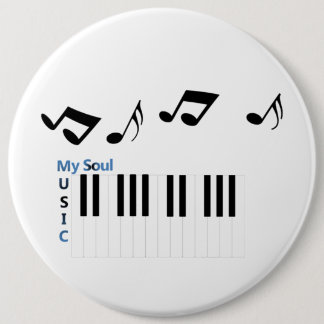 Badge Rond 15,2 Cm Musique Piano Key Music Note